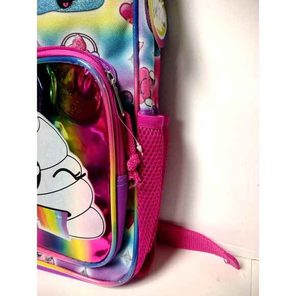 Rainbow Poop Emoji Backpack With Furry Heart Pocket For Kids - Picture 7 of 10